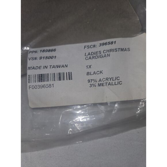 Style Studio Ladies Christmas Sweater Cardigan Button Up Black Size 1X NWOT - Picture 5 of 5
